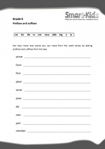 Grade 6 English Worksheet Prefixes And Suffixes Smartkids
