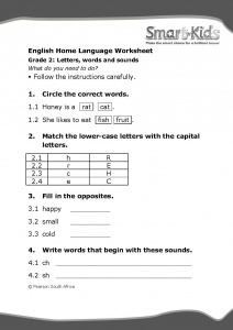 Grade 2 English Worksheet: Letters, words and sounds | Smartkids
